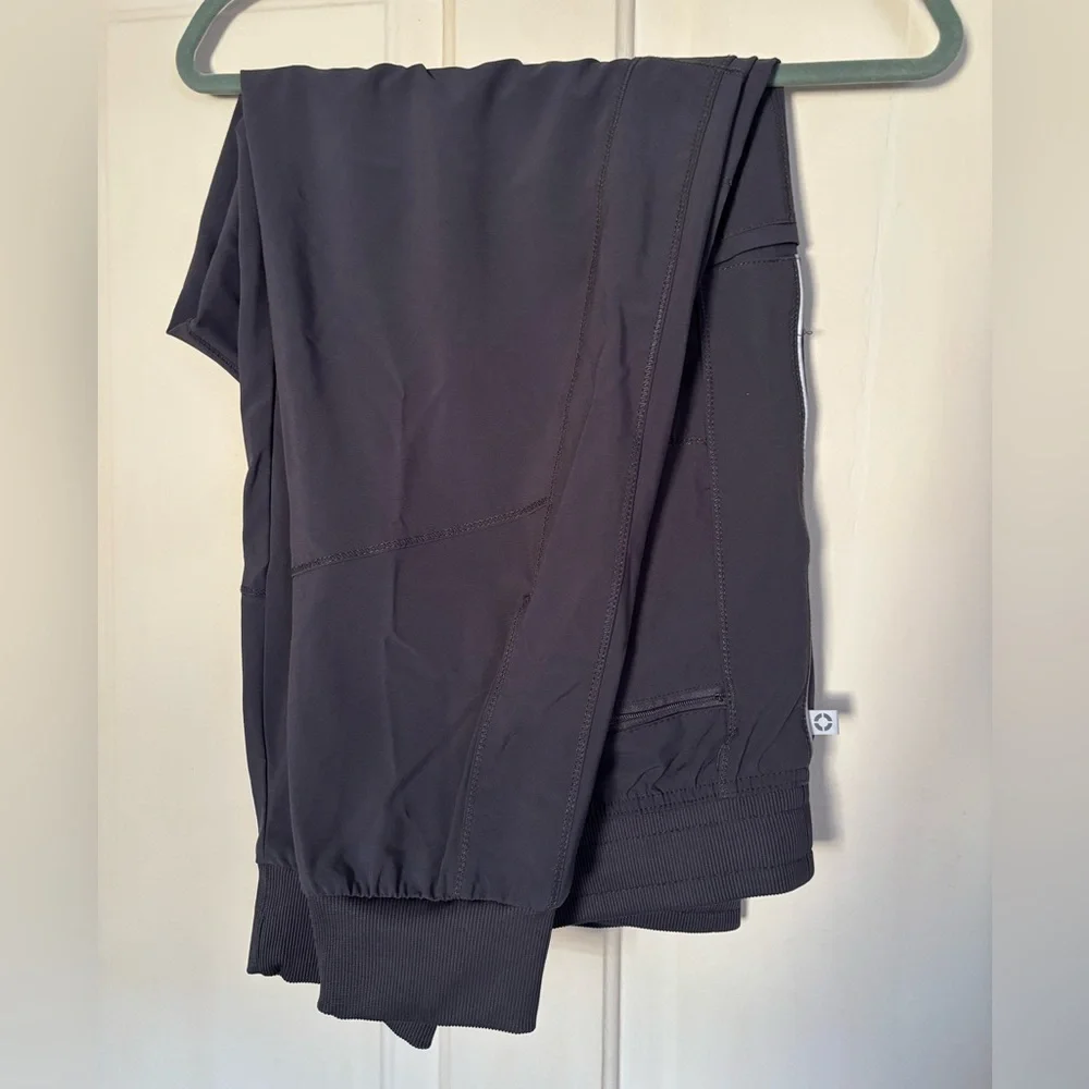 Cherokee Infinity Women's Rib Trim 6-Pocket Jogger Scrub Pant Pewter Gray XL - Picture 3 of 4